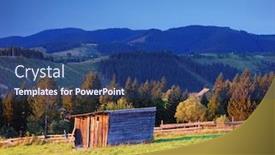  Presentation with barn - Audience pleasing slide deck consisting of evening landscape in mountains with wooden barn backdrop and a ocean colored foreground