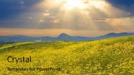  Presentation with solar tree evening landscape - Beautiful presentation design featuring evening landscape in summer time backdrop and a gold colored foreground