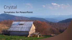  Presentation with solar tree evening landscape - Cool new slide deck with evening landscape with a wooden house in the mountains spring evening carpathians ukraine backdrop and a light blue colored foreground