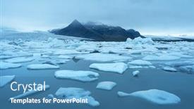  Presentation with lake ice - Slide deck with evening landscape with ice floes in the glacial lake fjallsarlon vatnajokull national park iceland europe amazing tourist attraction background and a teal colored foreground