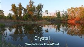  Presentation with lake - Amazing presentation design having evening-landscape-with-wild-lake backdrop and a ocean colored foreground