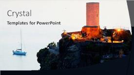  Presentation with light - Presentation featuring evening-light-in-vernazza-village background and a sky blue colored foreground