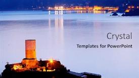  Presentation with light - Presentation theme enhanced with evening-light-in-vernazza-village background and a light blue colored foreground