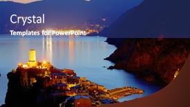  Presentation with light - Amazing presentation having evening-light-in-vernazza-village backdrop and a ocean colored foreground