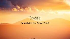  Presentation with awesome - Beautiful theme featuring evening-mountains-landscape-are-illuminated backdrop and a yellow colored foreground