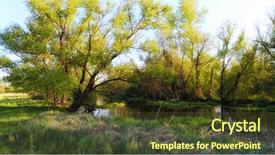  Presentation with nature river - Presentation theme having evening-on-the-river-russian background and a tawny brown colored foreground
