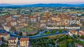  Presentation with photo - Amazing PPT layouts having evening-photo-of-small-historic backdrop and a violet colored foreground