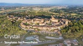  Presentation with fort - Presentation design enhanced with evening-photo-of-small-historic background and a violet colored foreground