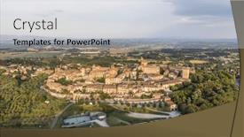  Presentation with tuscany - Presentation theme enhanced with evening-photo-of-small-historic background and a light gray colored foreground