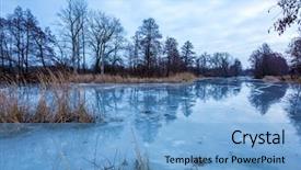  Presentation with scene - Theme having evening scene on frozen lake background and a  colored foreground