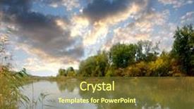  Presentation with scene - Beautiful slides featuring red painted wood - evening scene on river backdrop and a tawny brown colored foreground