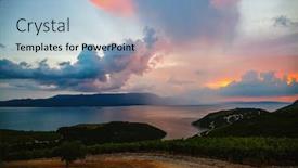  Presentation with weather climate - Presentation theme with evening-scene-with-dramatic-sky background and a light blue colored foreground