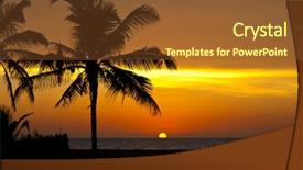 Presentation with tree silhouette - PPT theme with evening sky at sunset background and a  colored foreground