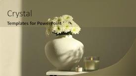  Presentation with life - Slide set having evening-still-life-flower-bouquet background and a coral colored foreground