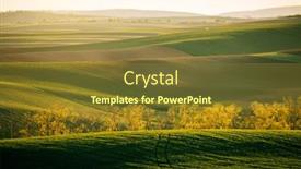  Presentation with agrarian - Presentation theme featuring evening-sun-illuminates-agricultural-fields background and a tawny brown colored foreground