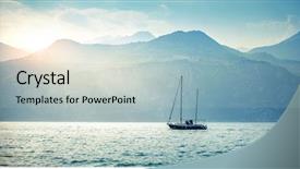  Presentation with water ship - Colorful PPT theme enhanced with evening sunset sun sunbeams fishing backdrop and a light blue colored foreground