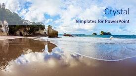  Presentation with pacific island - PPT theme consisting of evening-tide-begins-cathedral-cave background and a sky blue colored foreground