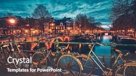  Presentation with canal - Presentation consisting of evening twilight illuminated amsterdam background and a tawny brown colored foreground