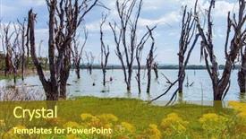  Presentation with kenya - Beautiful PPT theme featuring evening twilight on african lake backdrop and a tawny brown colored foreground