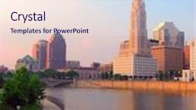  Presentation with columbus - PPT theme enhanced with evening view of downtown columbus ohio and the scioto river background and a sky blue colored foreground