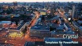  Presentation with city - Audience pleasing PPT theme consisting of evening-view-of-kiev-city backdrop and a ocean colored foreground