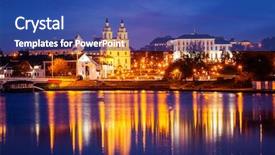  Presentation with holy spirit - PPT layouts with evening view of minsk cityscape background and a ocean colored foreground