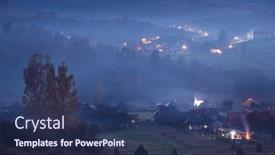  Presentation with fairy - Presentation design with evening-view-of-picturesque-village background and a ocean colored foreground