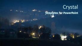  Presentation with fairy - PPT theme consisting of evening-view-of-picturesque-village background and a ocean colored foreground