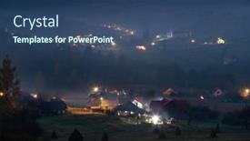  Presentation with village - Beautiful presentation design featuring evening-view-of-picturesque-village backdrop and a ocean colored foreground