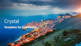  Presentation with dalmatia - Presentation theme consisting of evening-views-at-famous-european background and a teal colored foreground