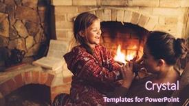  Presentation with winter scene - Amazing slide deck having chilling by the fire backdrop and a tawny brown colored foreground