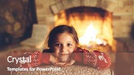  Presentation with winter scene - Beautiful slides featuring child in christmas pajama relaxing by the fire place some cold evening winter weekends cozy scene backdrop and a coral colored foreground