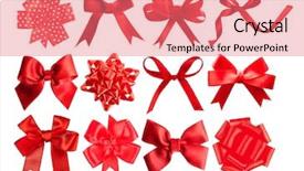  Presentation with red and white festive - Audience pleasing slides consisting of event collage - set of red festive bows backdrop and a coral colored foreground