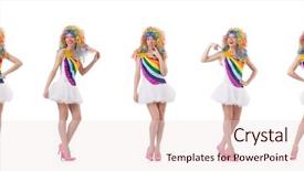  Presentation with white and black woman climbing ladders - PPT theme featuring event collage - woman with wig isolated background and a lemonade colored foreground