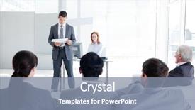  Presentation with diverse business people - Slide set having speaker person - diverse business people background and a seafoam green colored foreground