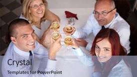  Presentation with group - Beautiful PPT layouts featuring fun family events - group of 4 younger backdrop and a light blue colored foreground