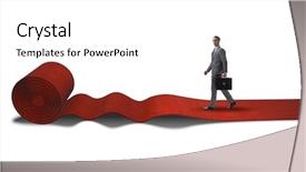  Presentation with red carpet - PPT layouts featuring event development - businessman on red carpet isolated background and a white colored foreground