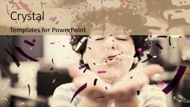  Presentation with new office - Slide deck featuring event development - young female software developer having background and a coral colored foreground