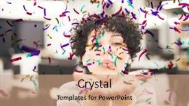  Presentation with new office - Cool new presentation theme with event development - young female software developer having backdrop and a coral colored foreground