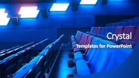  Presentation with pantomime theater masks - PPT theme enhanced with event hall - rows of theater seats background and a  colored foreground