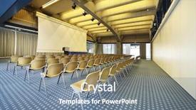  Presentation with management - Beautiful theme featuring event management - interior of a conference hall backdrop and a seafoam green colored foreground