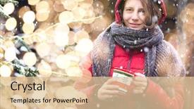  Presentation with hot and cold coffee cup - Cool new presentation theme with event marketing - woman holding cup with hot backdrop and a lemonade colored foreground