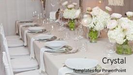  Presentation with elegant table setting - Audience pleasing slides consisting of event party or wedding reception backdrop and a light gray colored foreground