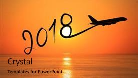  Presentation with new year - Slide deck enhanced with year 2018 drawing by air background and a gold colored foreground