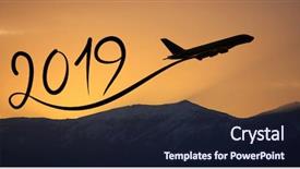  Presentation with new year 2019 - Presentation design featuring year 2019 drawing by flying background and a gold colored foreground