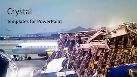  Presentation with plane - Presentation theme having structural failures - plane ruins background and a light blue colored foreground