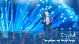  Presentation with audience - PPT theme featuring events - audience listens to the lecturer background and a ocean colored foreground