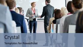  Presentation with business partner people joining hand - Colorful theme enhanced with events - business people shaking hands backdrop and a seafoam green colored foreground