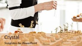  Presentation with catering - PPT theme enhanced with events - catering food background and a coral colored foreground
