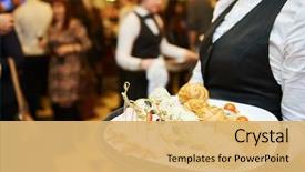  Presentation with waitress - Presentation featuring events - catering service waitress on duty background and a yellow colored foreground